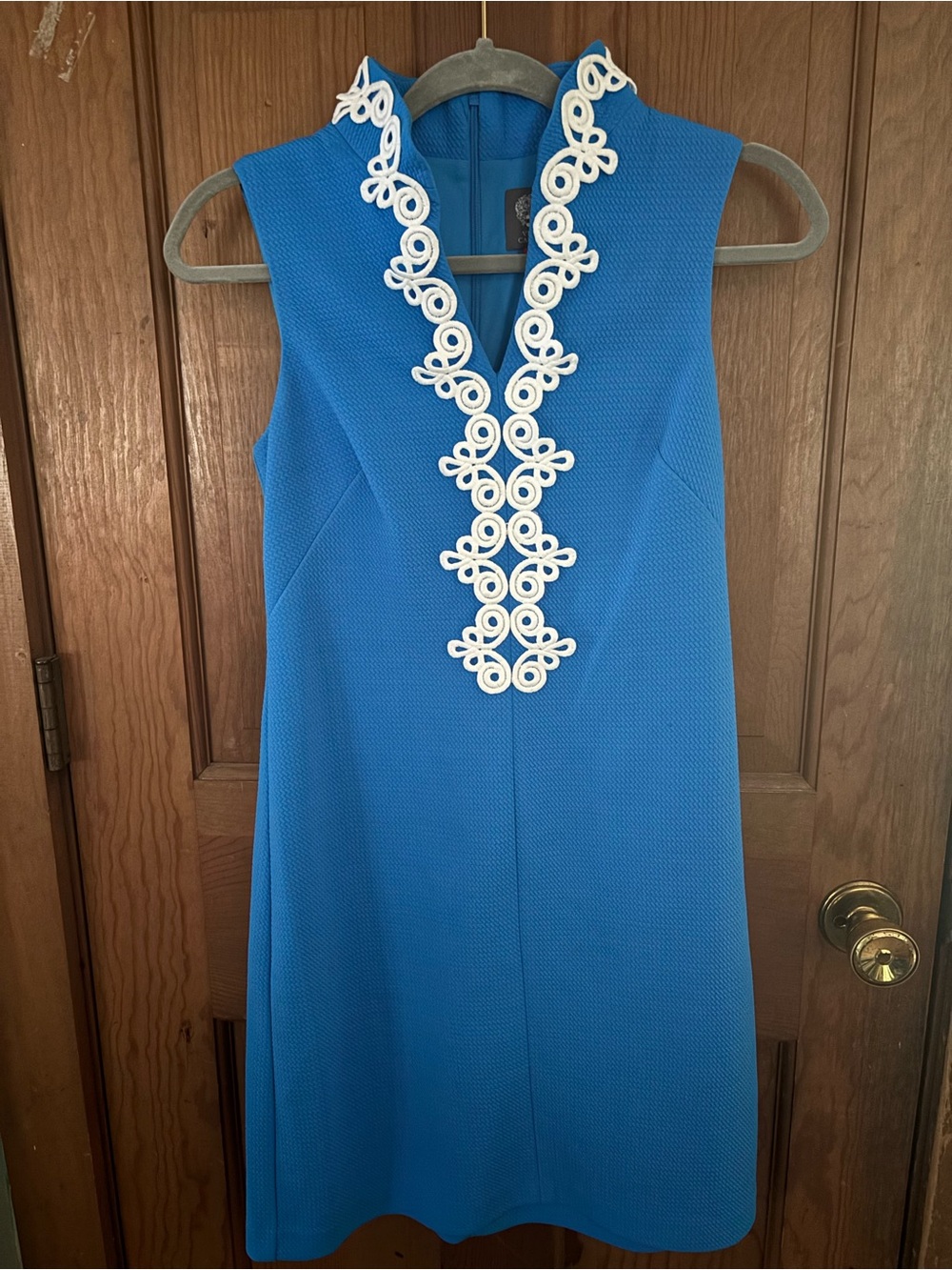 NWOT Vince Camuto Blue Soutache Embroidered Shift Dress Size 2